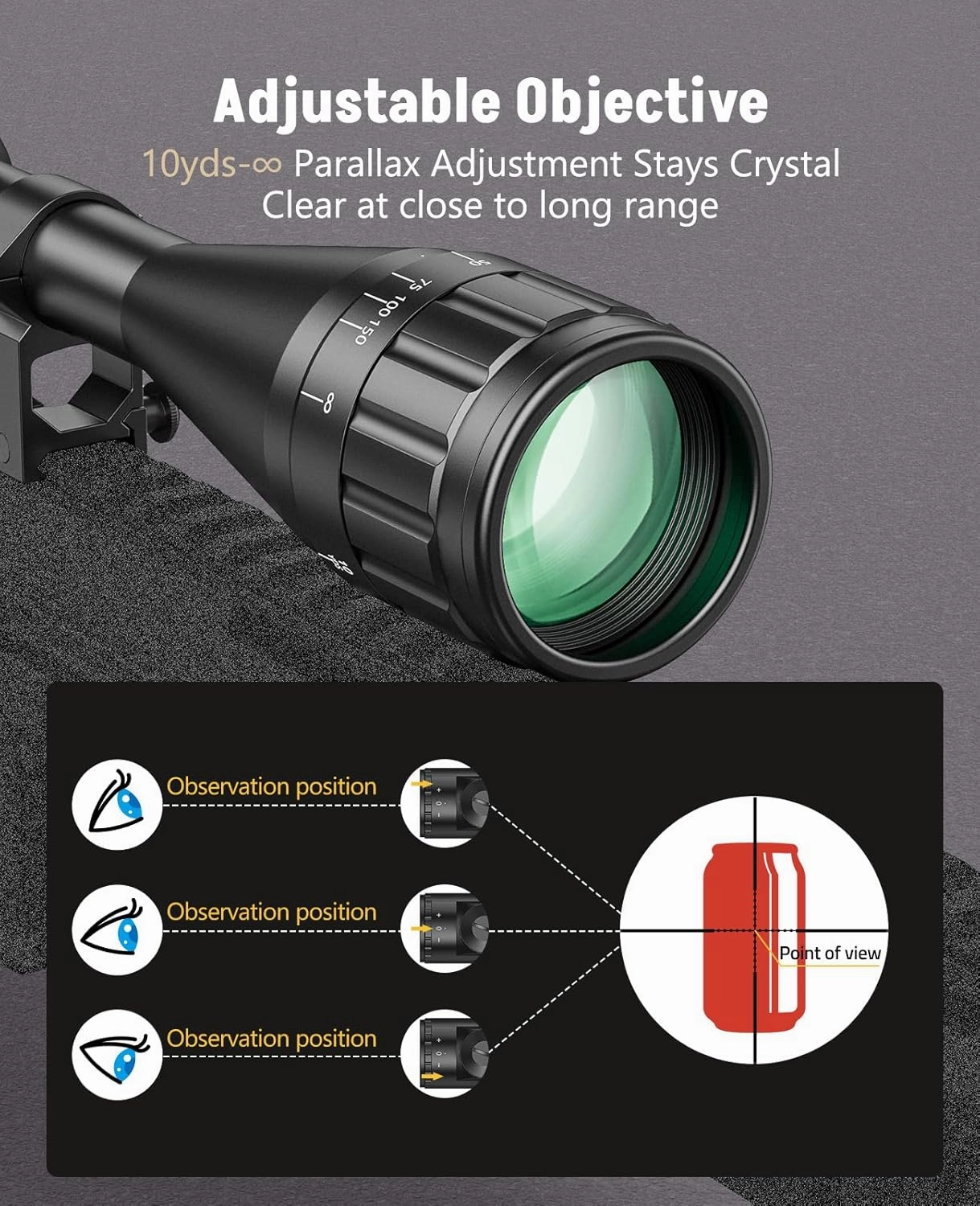 MidTen 6-24x50 AO Rifle Scope for Hunting - Red and Green Illuminated Long Range Scope - 1 inch Tube SFP with Rings