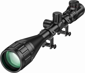 MidTen 6-24x50 AO Rifle Scope for Hunting - Red and Green Illuminated Long Range Scope - 1 inch Tube SFP with Rings
