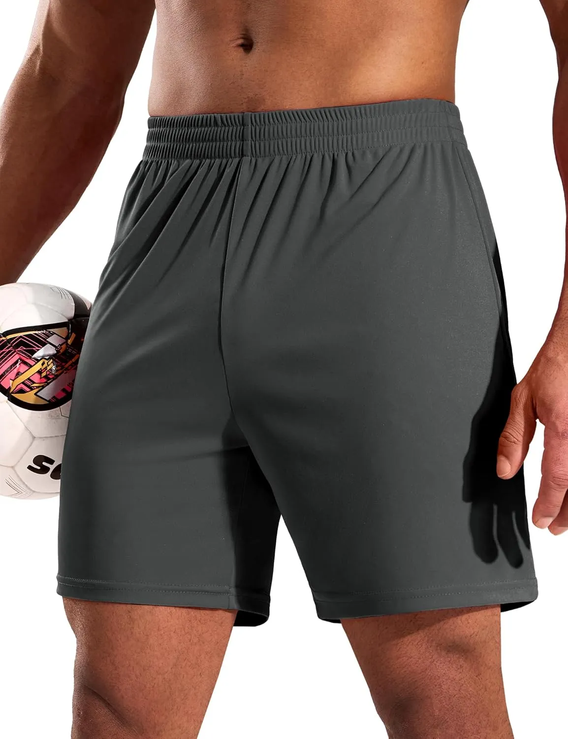 MIER Men's Quick-Dry Athletic/Soccer/Basketball Shorts Without Pockets No Liner Running Workout Training Active Shorts