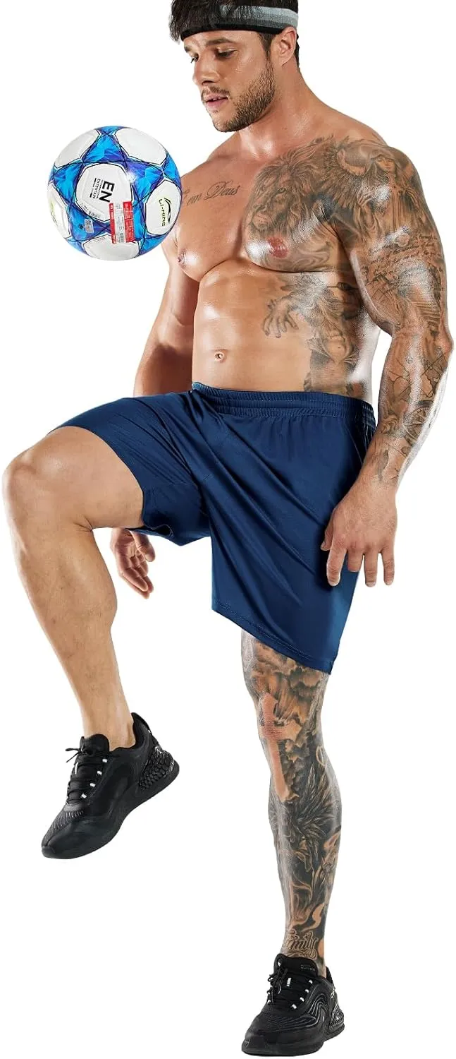 MIER Men's Quick-Dry Athletic/Soccer/Basketball Shorts Without Pockets No Liner Running Workout Training Active Shorts