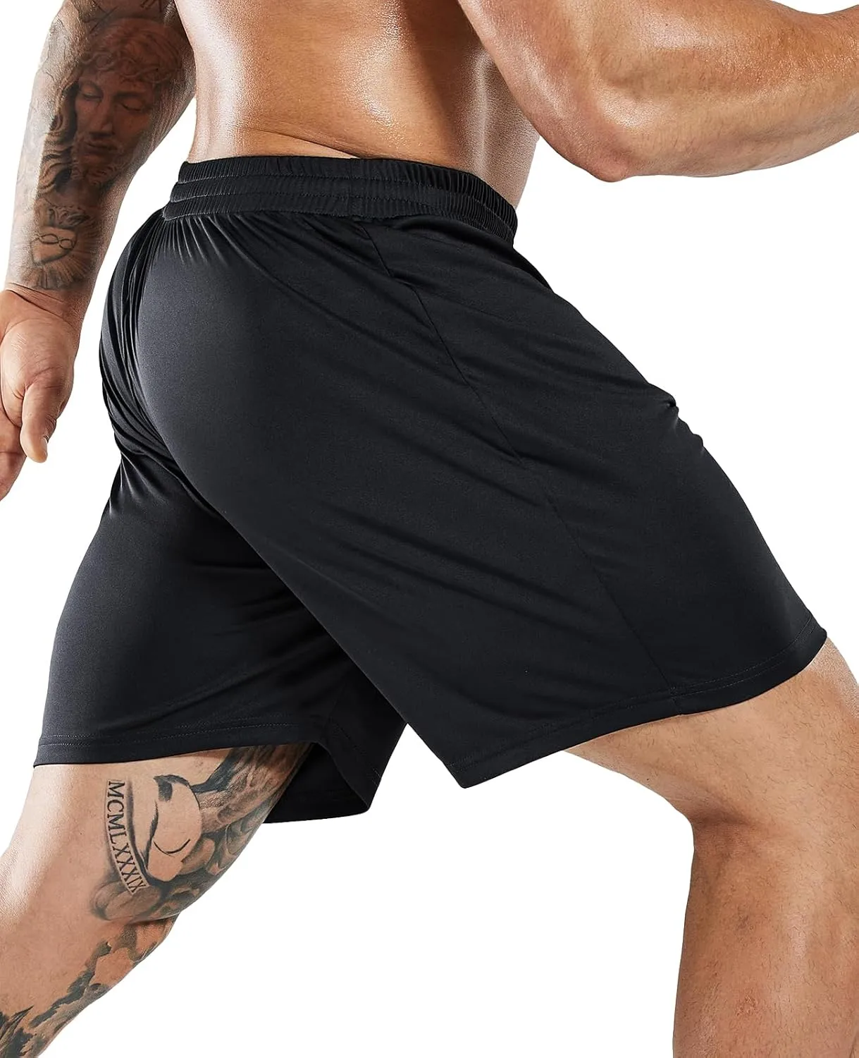 MIER Men's Soccer/Basketball/Athletic Shorts Without Pockets No Liner Running Workout Training, 3 Pack