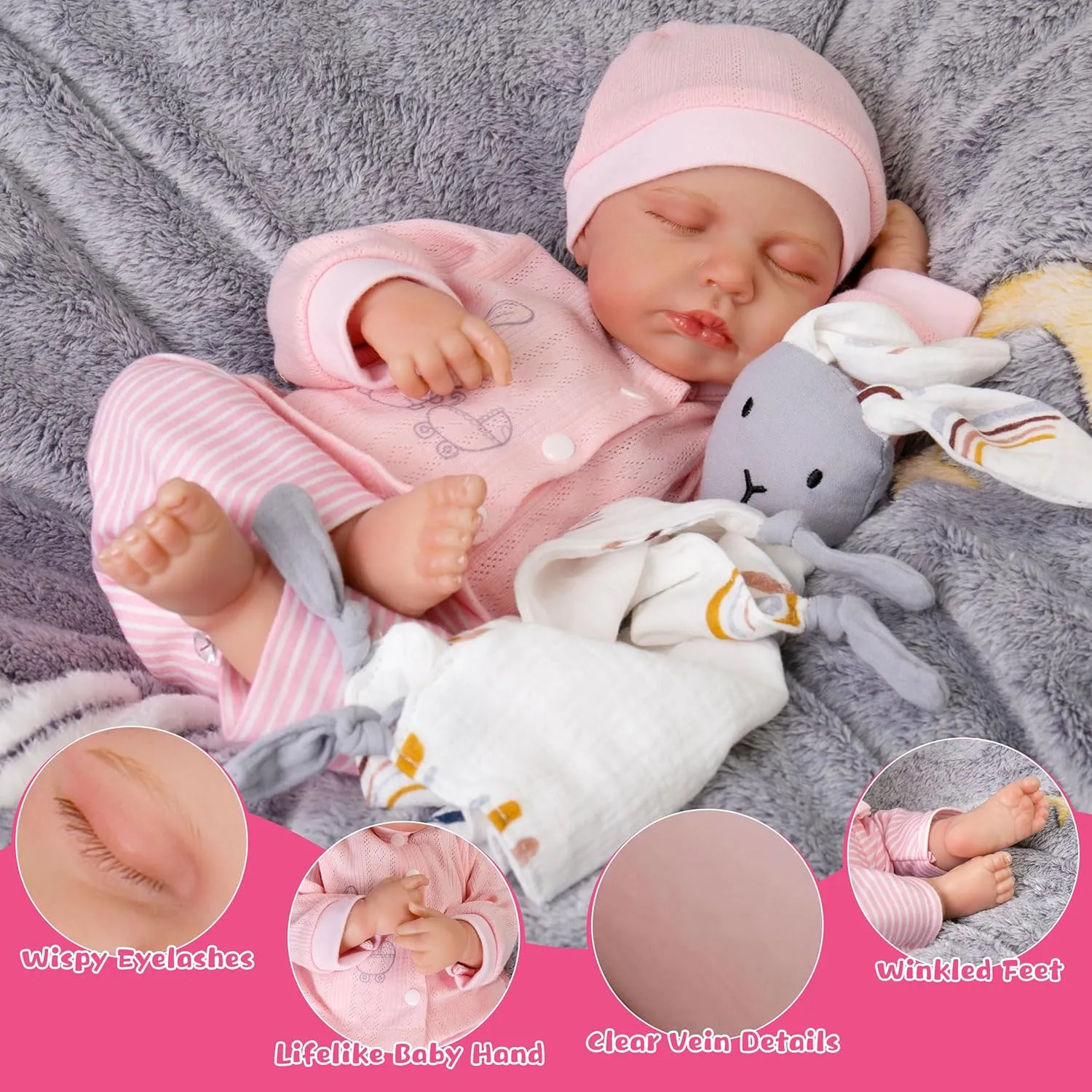 Milidool Lifelike Reborn Baby Dolls Girl-20-Inch Soft Body Realistic Silicone Baby Doll Newborn Baby Dolls American Sleeping Girl Real Life Dolls with Clothes and Toy Accessories Gift for Kids Age 3 