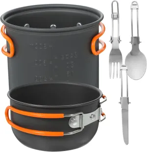 Milisten 1set Outdoor Camping Cookware Set Person Portable Metal Cooking Kit Non-Stick Pots Lightweight Design for Picnics and Backpacking Easy to Clean and Store