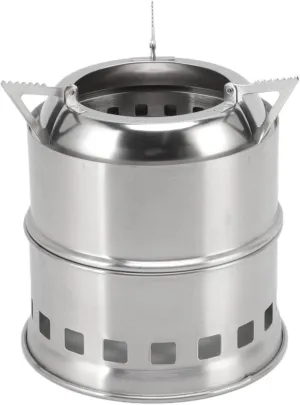 Mini Alcohol Stove, Stainless Steel Camping Stove, Compact Campfire Stove with Storage Bag, Portable High Combustion Efficiency Wood Stove for Camping and Hiking