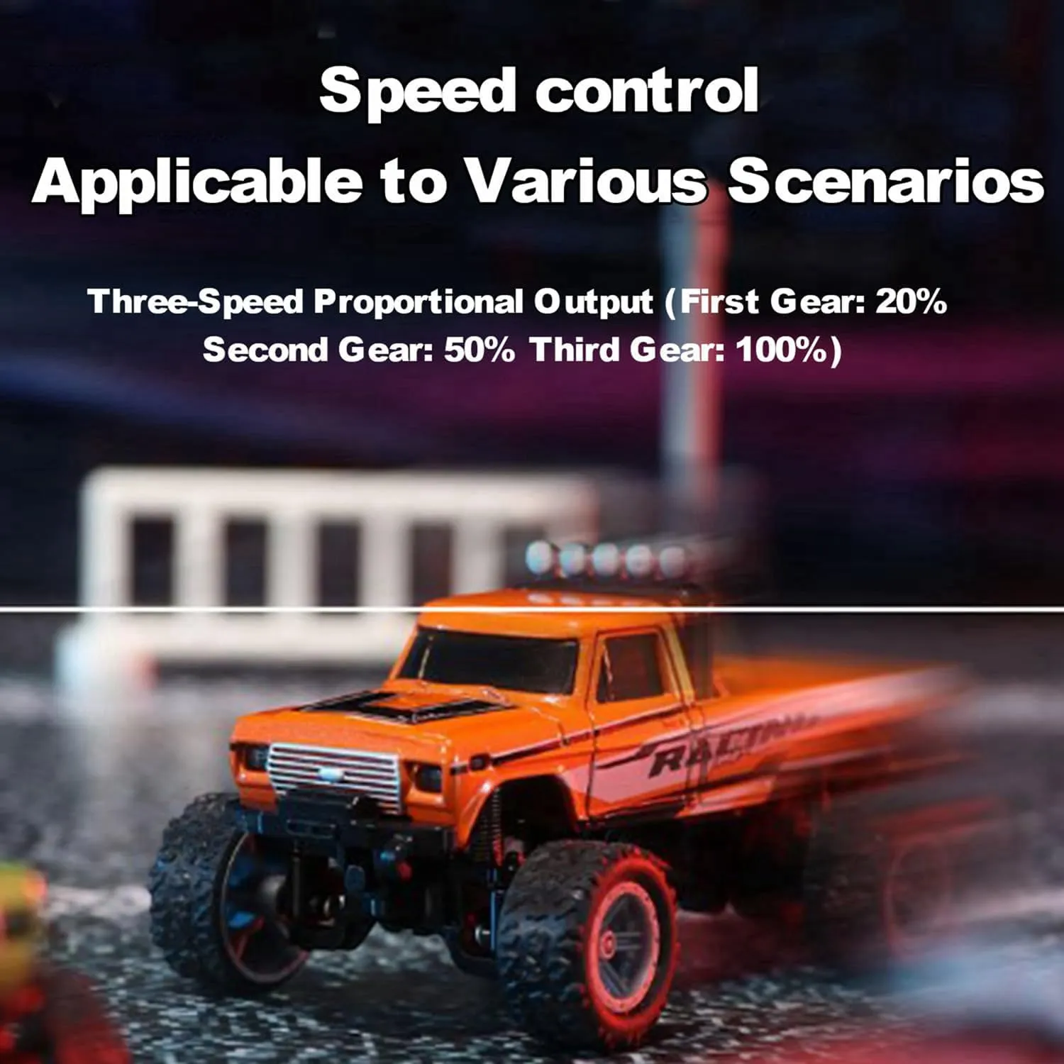 Mini Rc Monster Truck, 1/64 Scale Monster Truck with Lights, 2.4Ghz Remote Control Car Rechargeable Mini Monster Truck Rc, Alloy Rc Semi Truck for Kids Gifts, Speed Adjustable (with Trailer Blue-b)