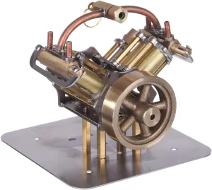 Mini V4-Steam Engine Model – Compact Miniature Steam Engine (Boiler Not Included), Perfect Physics Science Experiment for Adult