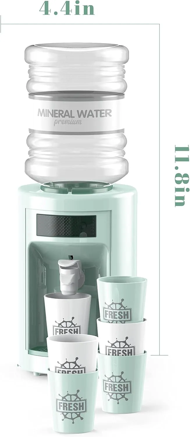 Mini Water Cooler Dispenser Toy,Small Desk Top Cute Water Dispenser for Bedroom,Toy Drink Machine Kawaii Water Dispenser for Boys Dollhouse Play Set Ages3 （Blue）