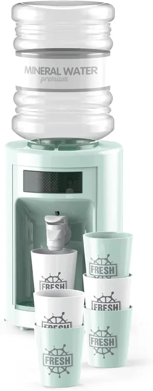 Mini Water Cooler Dispenser Toy,Small Desk Top Cute Water Dispenser for Bedroom,Toy Drink Machine Kawaii Water Dispenser for Boys Dollhouse Play Set Ages3 （Blue）
