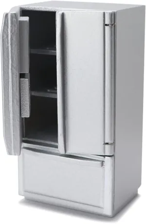 Miniature Dollhouse Fridge 1:12 Furniture Decoration Accessories Mini Refrigerator Kitchen Living Room Scene Model Ornaments (Silver)