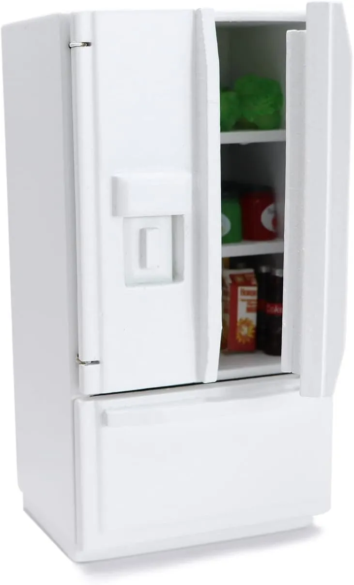 Miniature Dollhouse Fridge 1:12 Furniture Decoration Accessories Mini Refrigerator Kitchen Living Room Scene Model Ornaments (White)