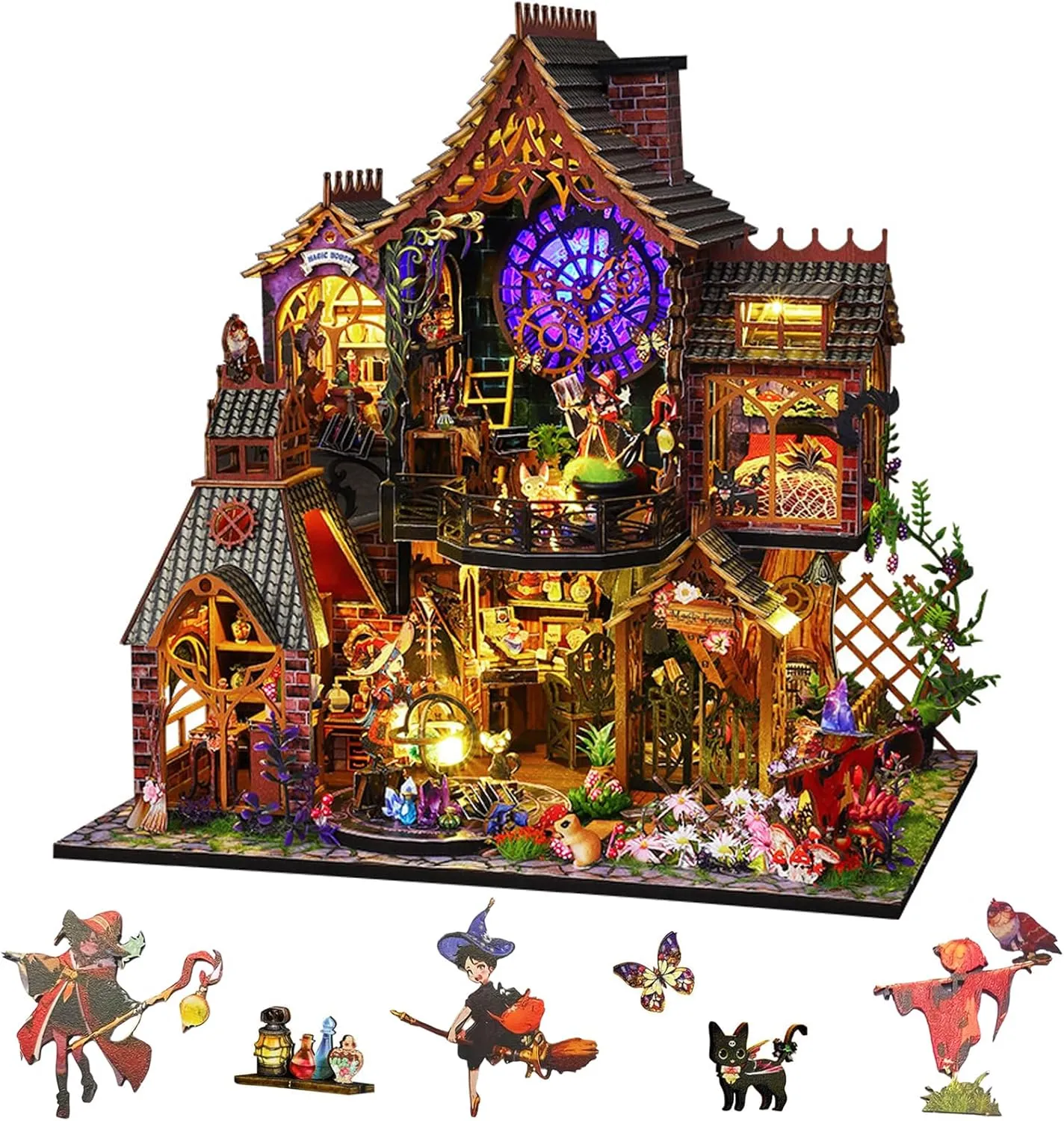 Miniature House Kit - DIY Dollhouse with Dust Proof Cover for Teen Adults - Handmade Wooden Miniature Kit - Decorations/Gifts for Holidays