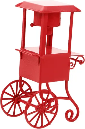 Miniature Movie Theater Popcorn Machine Decor with Wheels Cute Snack Cart for Dollhouse Party Supplies and Movie Night Realistic Popcorn Stand Model