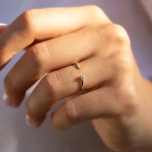 Minimalist 14k white gold diamond stacking ring