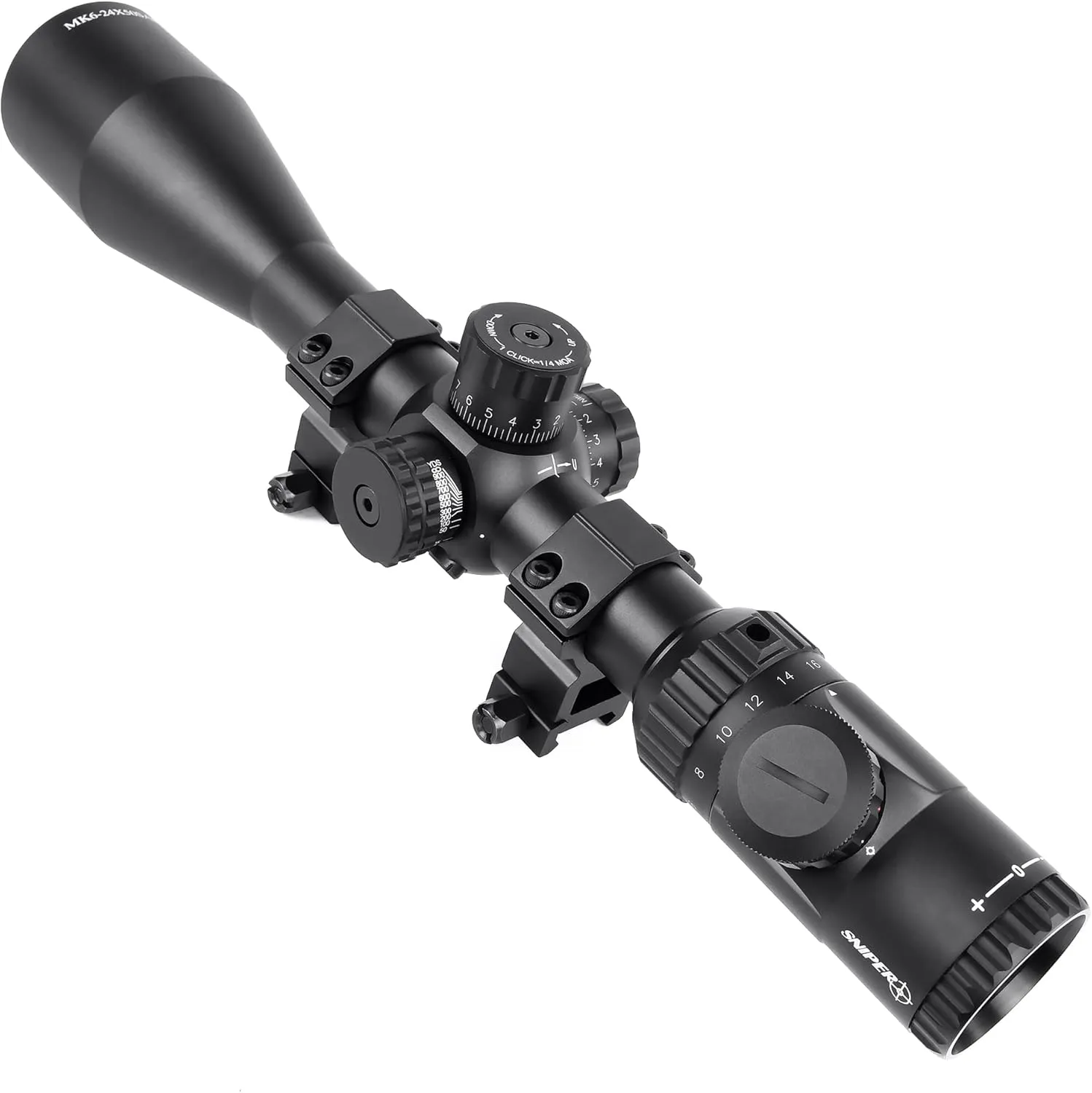 MK 4-16X50/6-24X50 Hunting Rifle Scope 30mm Tube Red/Green/Blue Illuminated Reticle SFP Riflescope w/Side Parallax Adjustment