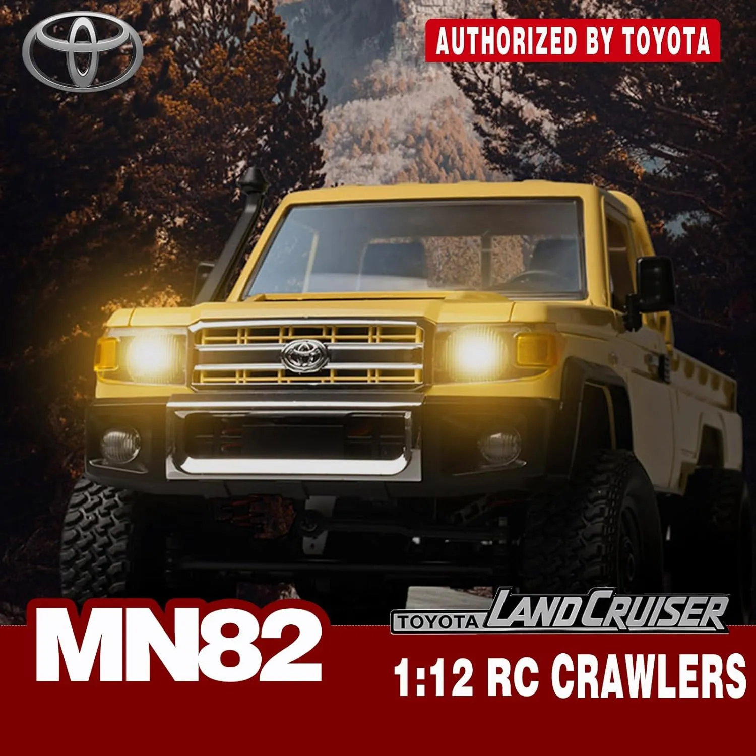 MN82 RC Rock Crawler, 2.4Ghz Toyota Remote Control Truck, 4WD 2 Speeds Switch RC Crawler Off-Road Pick-up with 2 Upgraded 1200mah Battery, 1/12 Scale Trucks (with Gift)