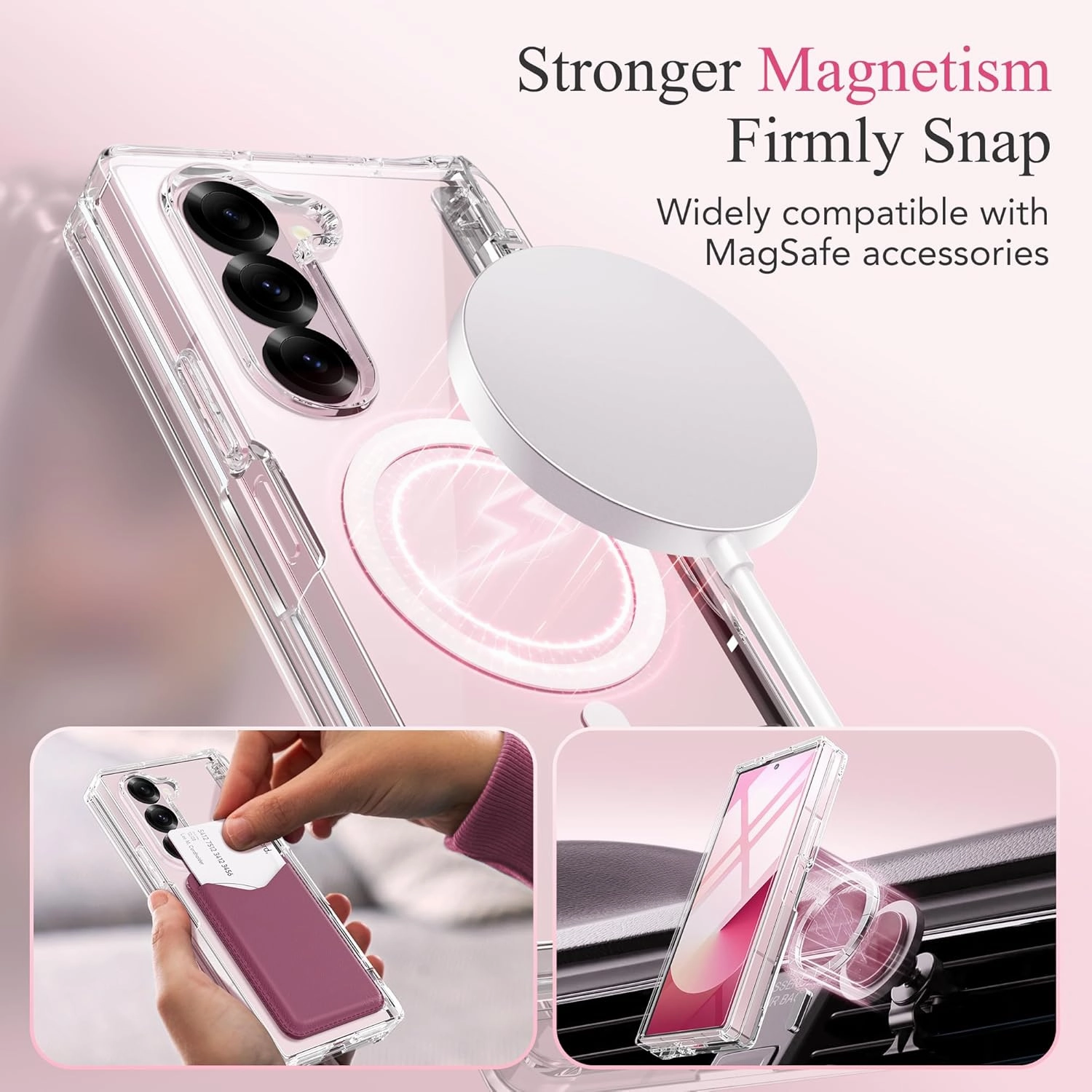 MOBOSI for Magnetic Z Fold 6 Case with S Pen Holder, Compatible with Magsafe, Full Body Built-in Hinge Protection & Front Screen Protector Translucent Slim Phone Case for Samsung Galaxy Z Fold6, Clear