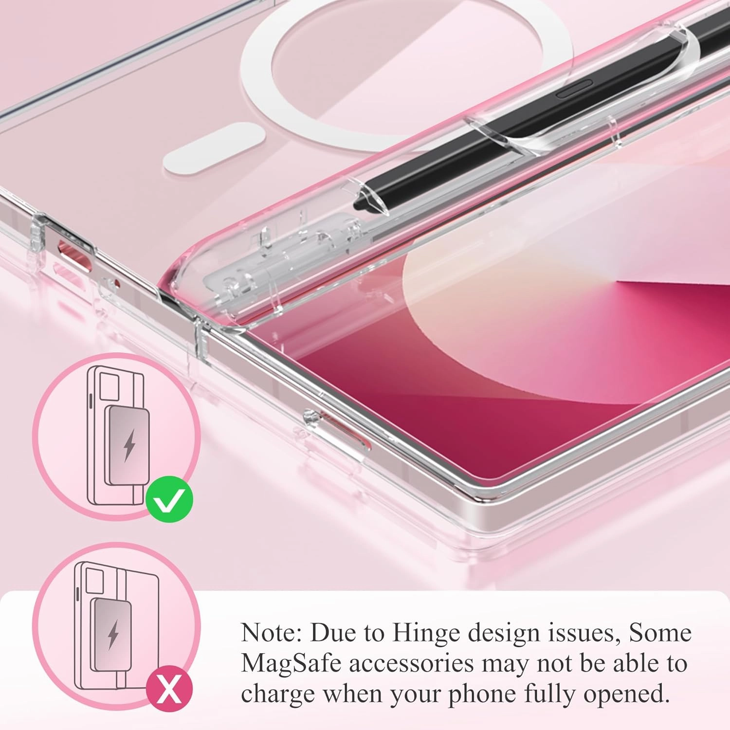 MOBOSI for Magnetic Z Fold 6 Case with S Pen Holder, Compatible with Magsafe, Full Body Built-in Hinge Protection & Front Screen Protector Translucent Slim Phone Case for Samsung Galaxy Z Fold6, Clear