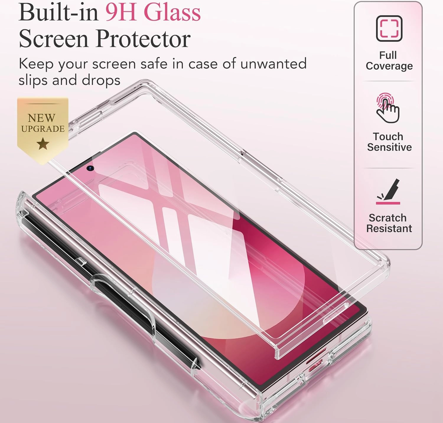 MOBOSI for Magnetic Z Fold 6 Case with S Pen Holder, Compatible with Magsafe, Full Body Built-in Hinge Protection & Front Screen Protector Translucent Slim Phone Case for Samsung Galaxy Z Fold6, Clear