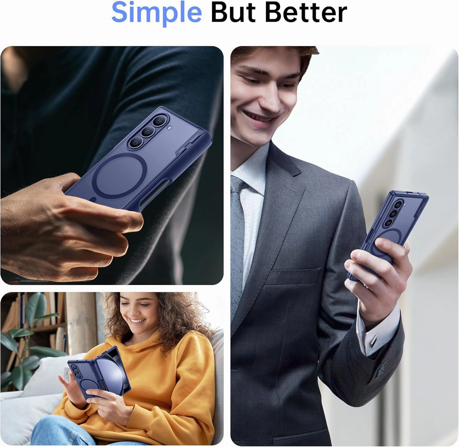 MOBOSI for Samsung Galaxy Z Fold 6 Case [Compatible with Magsafe], [Built-in Hinge Protection & Screen Protector] Magnetic Shockproof Full Body Slim Phone Case for Z Fold6 with S Pen Holder, Cold Blue