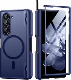 MOBOSI for Samsung Galaxy Z Fold 6 Case [Compatible with Magsafe], [Built-in Hinge Protection & Screen Protector] Magnetic Shockproof Full Body Slim Phone Case for Z Fold6 with S Pen Holder, Cold Blue
