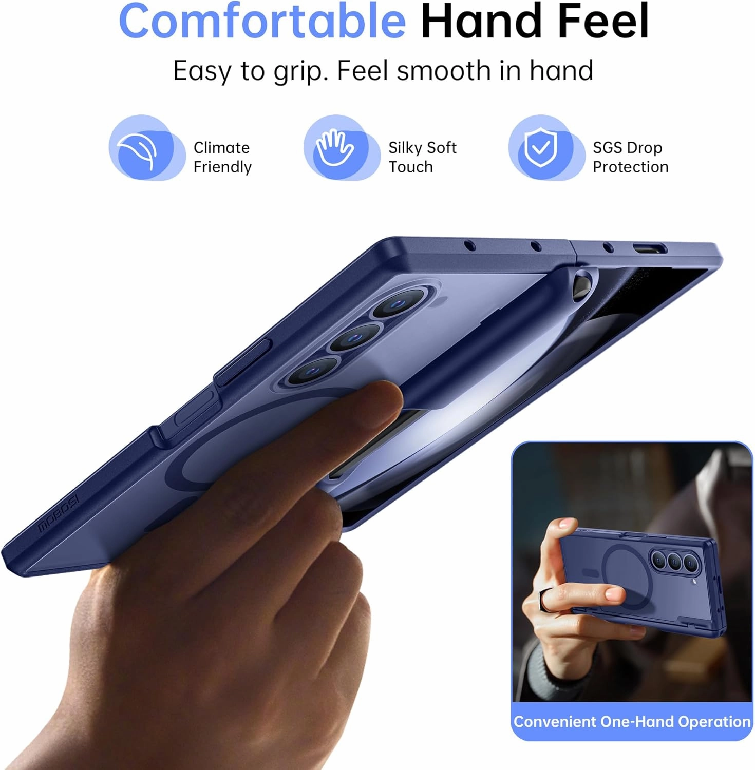 MOBOSI for Samsung Galaxy Z Fold 6 Case [Compatible with Magsafe], [Built-in Hinge Protection & Screen Protector] Magnetic Shockproof Full Body Slim Phone Case for Z Fold6 with S Pen Holder, Cold Blue