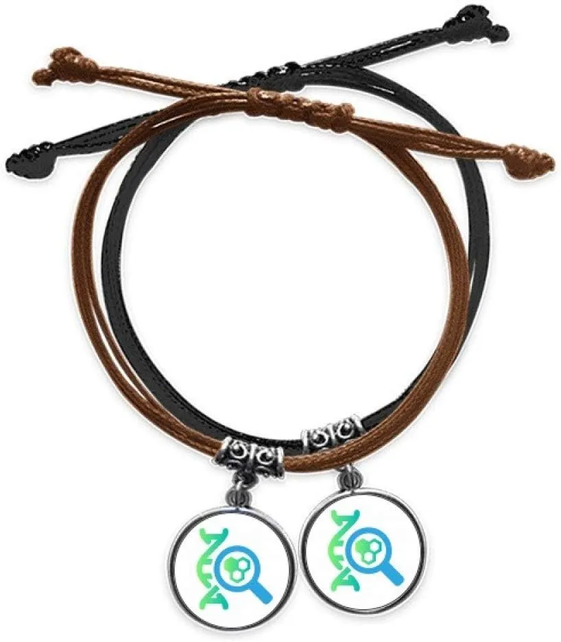 Molecular Structure Magnifying Glass Gene Bracelet Double Leather Rope Wristband Couple Set Gift