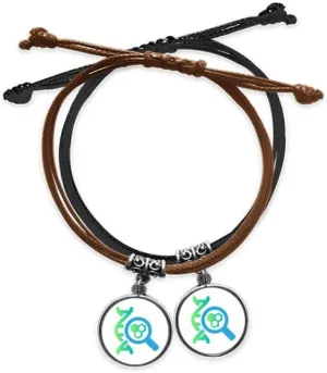 Molecular Structure Magnifying Glass Gene Bracelet Double Leather Rope Wristband Couple Set Gift
