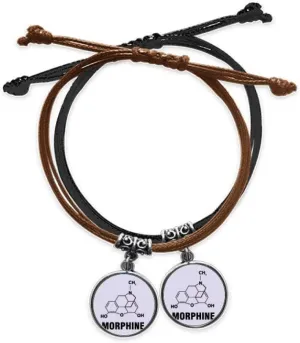 Molecular Structure Morphine Chemical Substance Bracelet Double Leather Rope Wristband Couple Set Gift