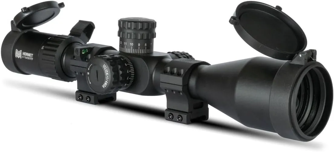 Monstrum Hornet 4-16x50 FFP Rifle Scope | Includes Zero Stop, Scope Level, and Detachable Sunshade