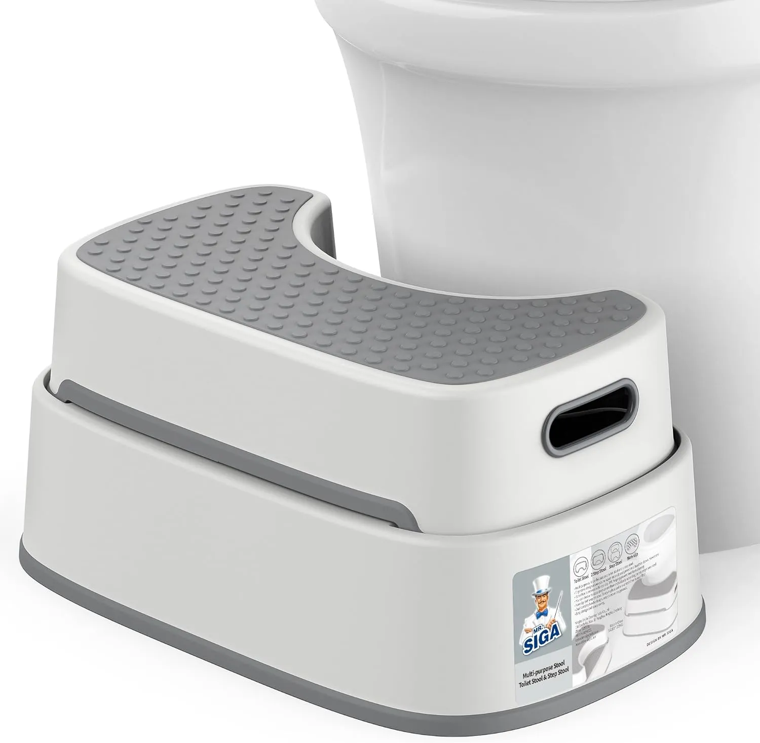MR.SIGA Toilet Stool Squat Adult, Bathroom Stool Heavy Duty, Anti Slip Toilet Step for Bathroom, Toddler Step Stool for Kids