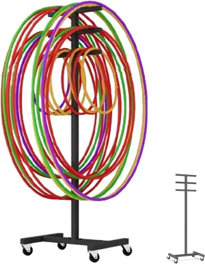 Multilayer Hula Hoop Display Stand, Hanging Exercise Jump Ropes Storage Rack, Metal Iron Stand Up Hoops Organizer for Playground Elementary PE
