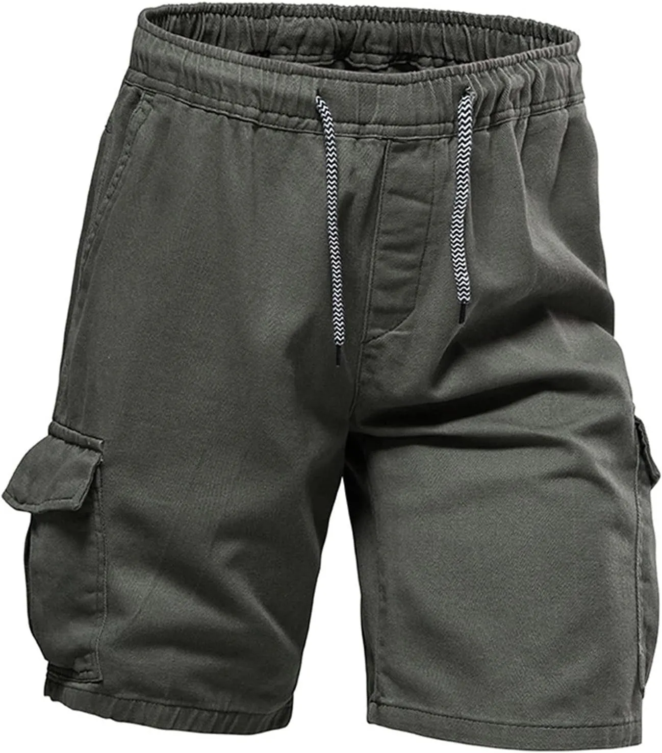 Muscularfit Cargo Shorts for Men 2024 Trendy Cotton Multi Pocket Tooling Shorts Casual Elastic Waist Drawstring Sport Shorts