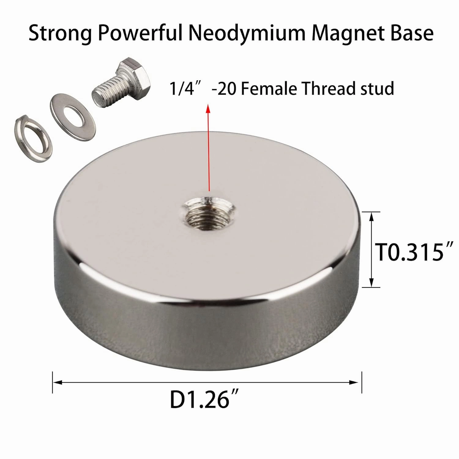 MUTUACTOR Strong Neodymium Pot Magnet,74lbs Heavy Duty Magnets with 1/4-20” Female Thread,4Pack Rare Earth Magnets Removable Mounting Base for LED Lighting Solar Panels Tools Brackets