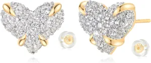 MYEARS Women Stud Earrings Gold Cluster Cubic Zirconia 14K Gold Plated Small Simple Hypoallergenic Everyday Jewelry