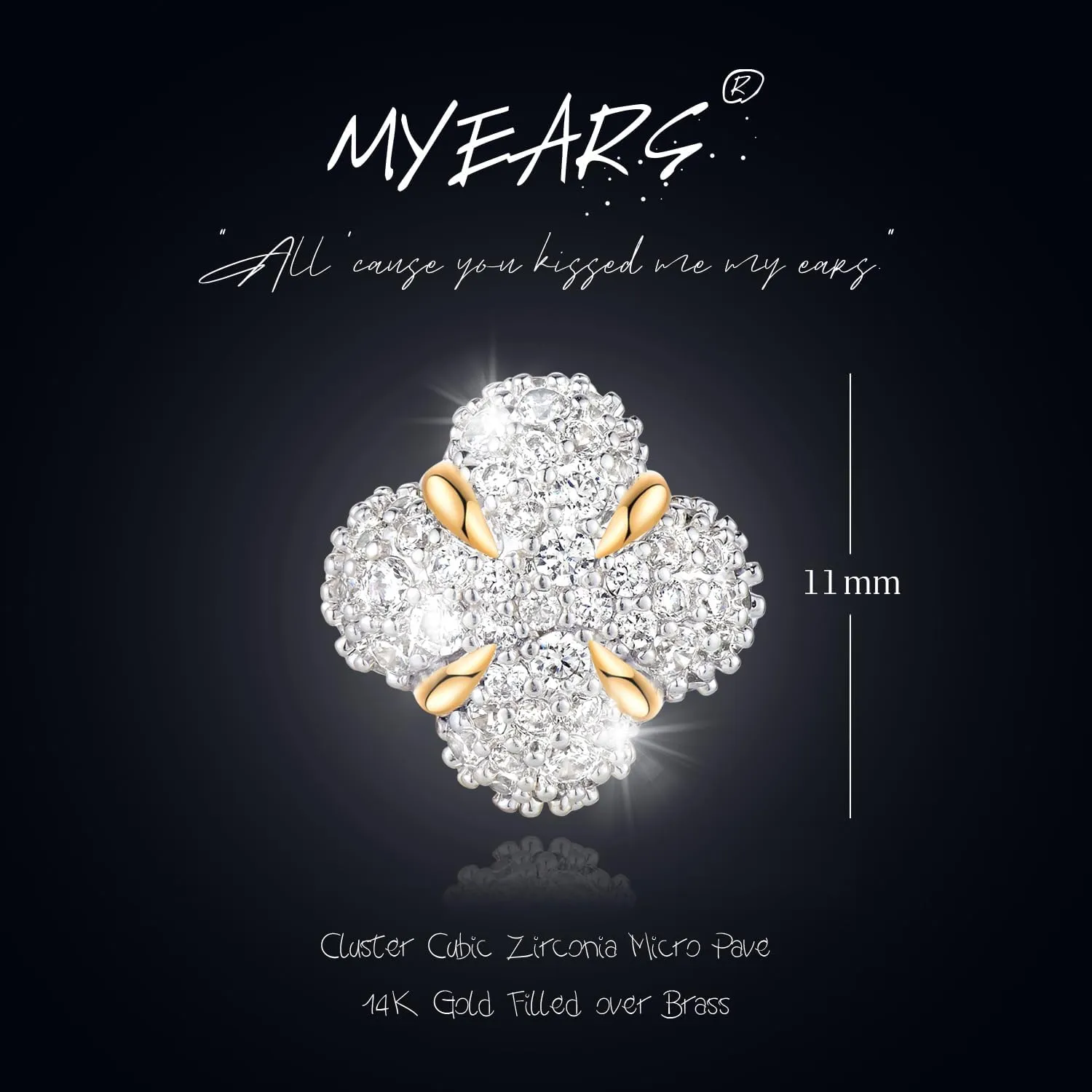 MYEARS Women Stud Earrings Gold Cluster Cubic Zirconia 14K Gold Plated Small Simple Hypoallergenic Everyday Jewelry