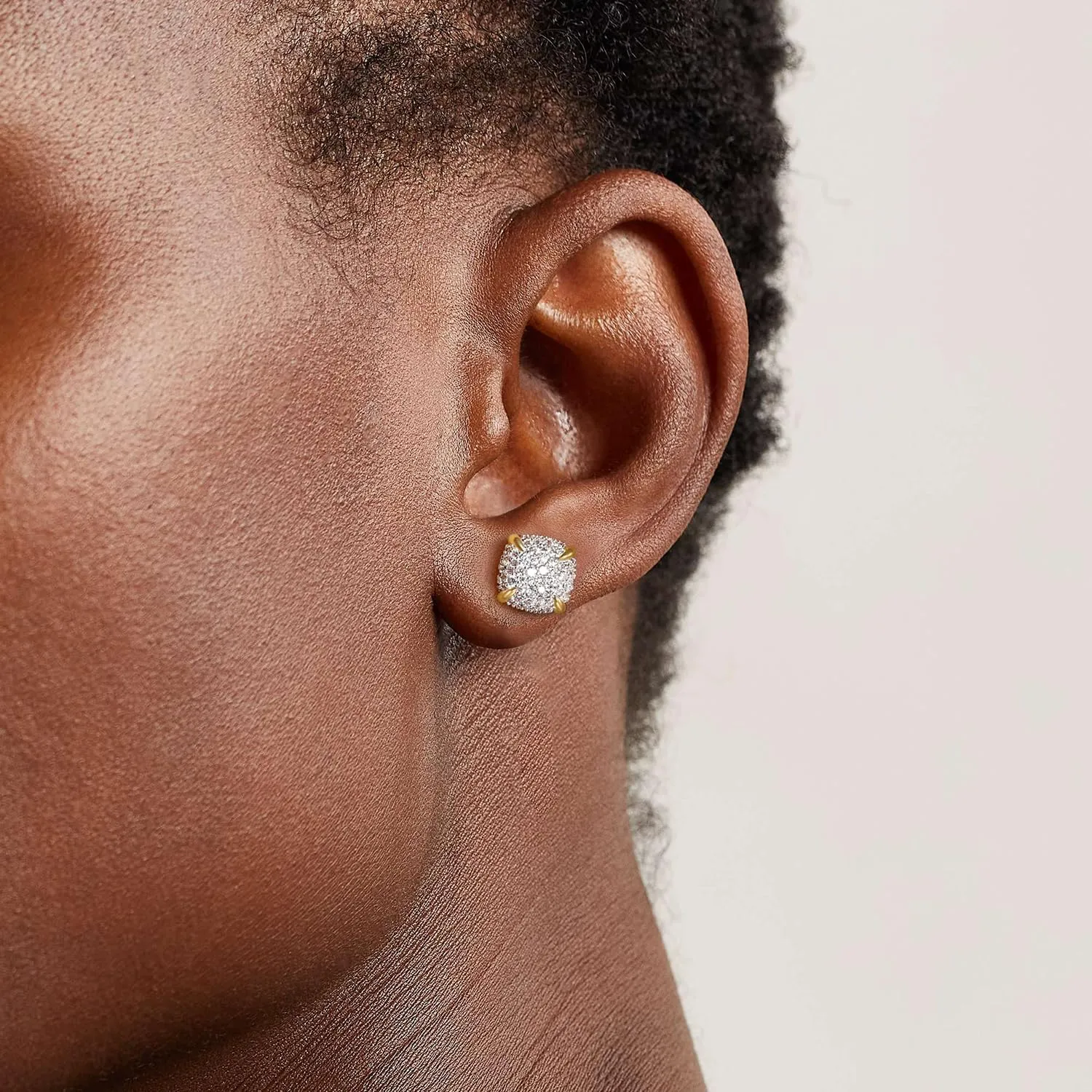 MYEARS Women Stud Earrings Gold Cluster Cubic Zirconia 14K Gold Plated Small Simple Hypoallergenic Everyday Jewelry