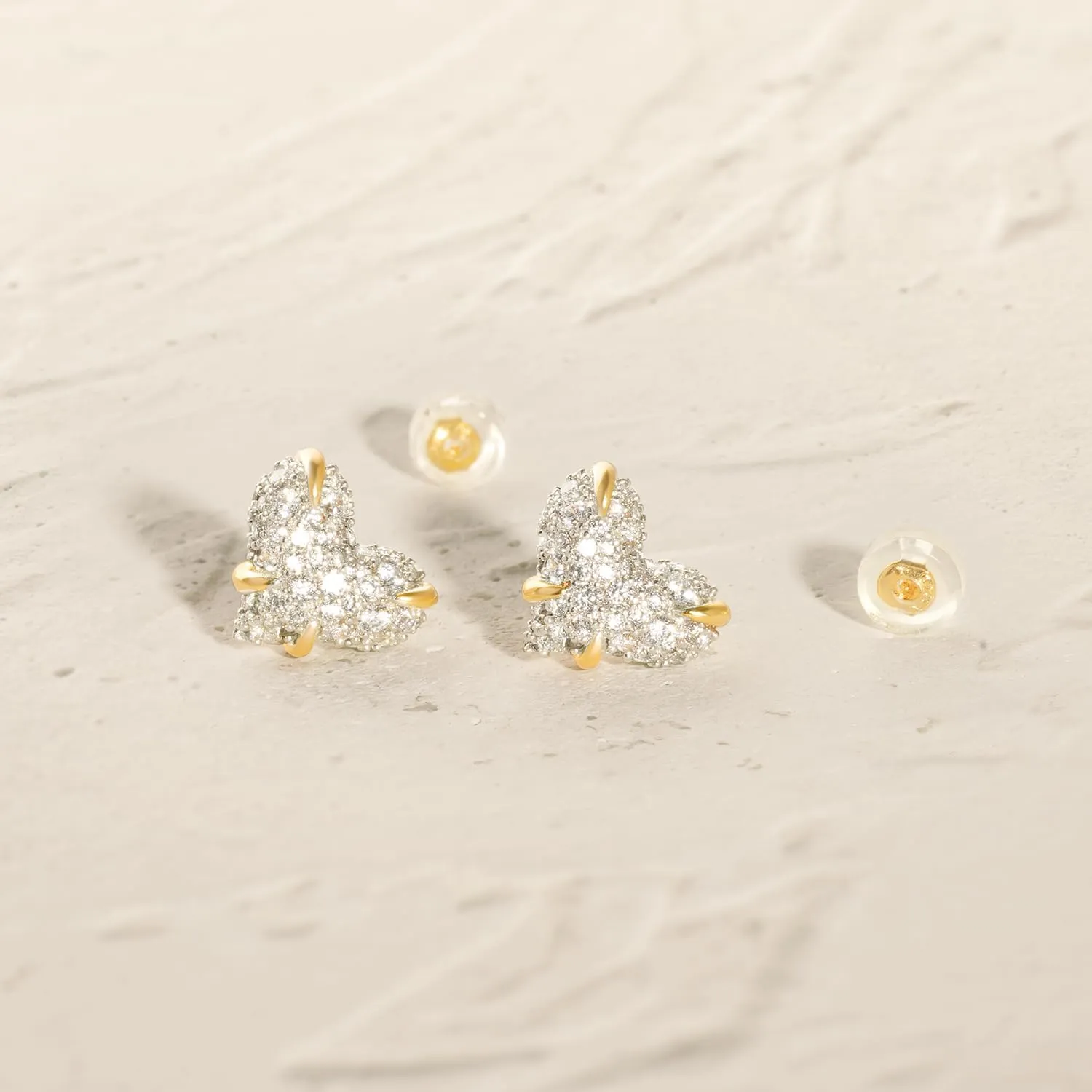 MYEARS Women Stud Earrings Gold Cluster Cubic Zirconia 14K Gold Plated Small Simple Hypoallergenic Everyday Jewelry