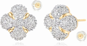 MYEARS Women Stud Earrings Gold Cluster Cubic Zirconia 14K Gold Plated Small Simple Hypoallergenic Everyday Jewelry