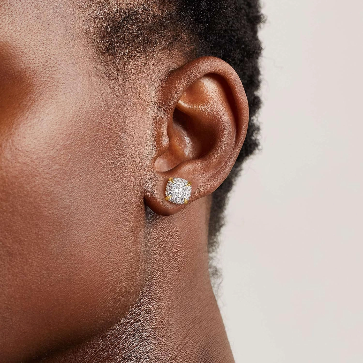 MYEARS Women Stud Earrings Gold Cluster Cubic Zirconia 14K Gold Plated Small Simple Hypoallergenic Everyday Jewelry