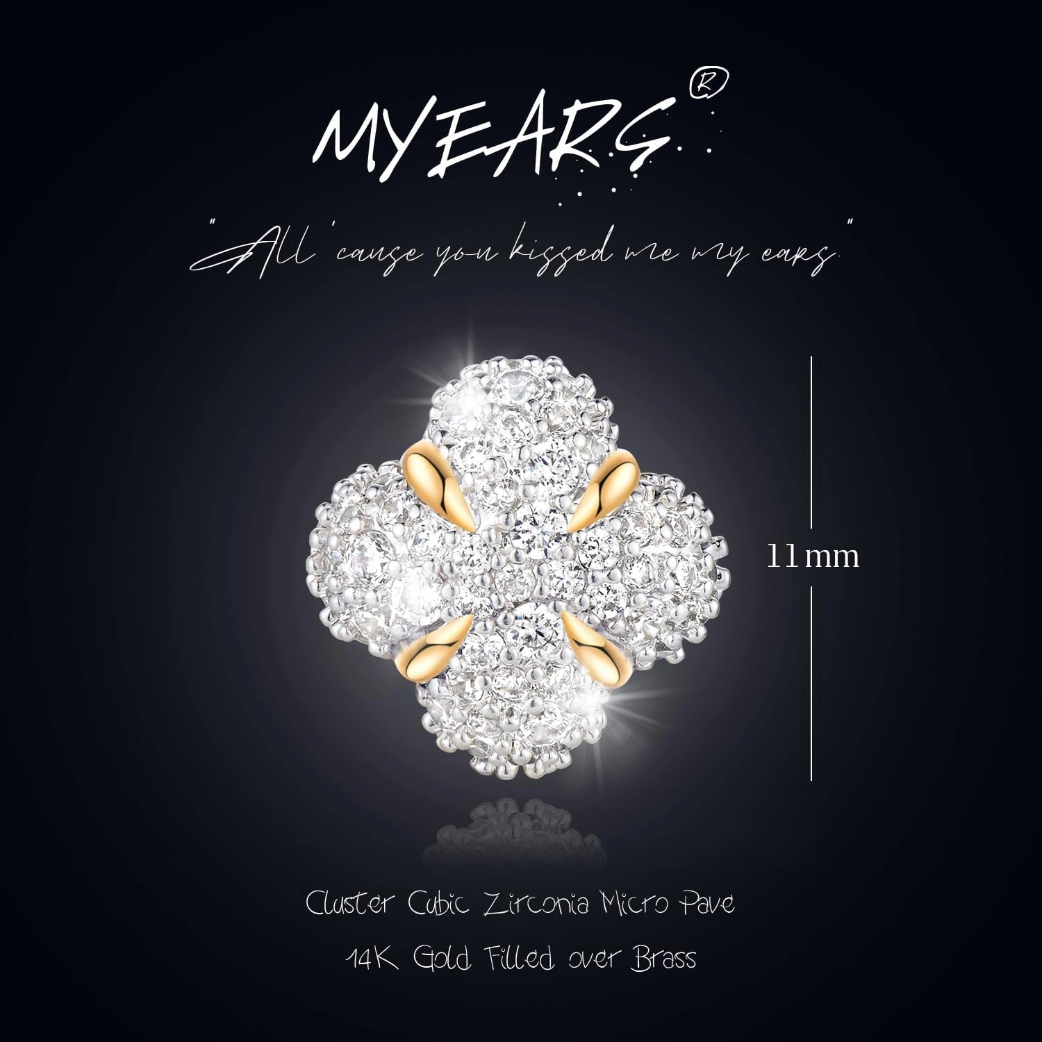 MYEARS Women Stud Earrings Gold Cluster Cubic Zirconia 14K Gold Plated Small Simple Hypoallergenic Everyday Jewelry