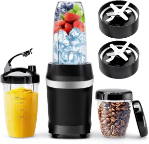 Nahida Blender for Smoothies, 1200W Smoothie Blender for Ices Crushing, Blenders with (2) 6-Fin Blades, Personal Blenders for Kitchen with 23oz, 32oz, 37oz Easy Go Cups for Juices, Black