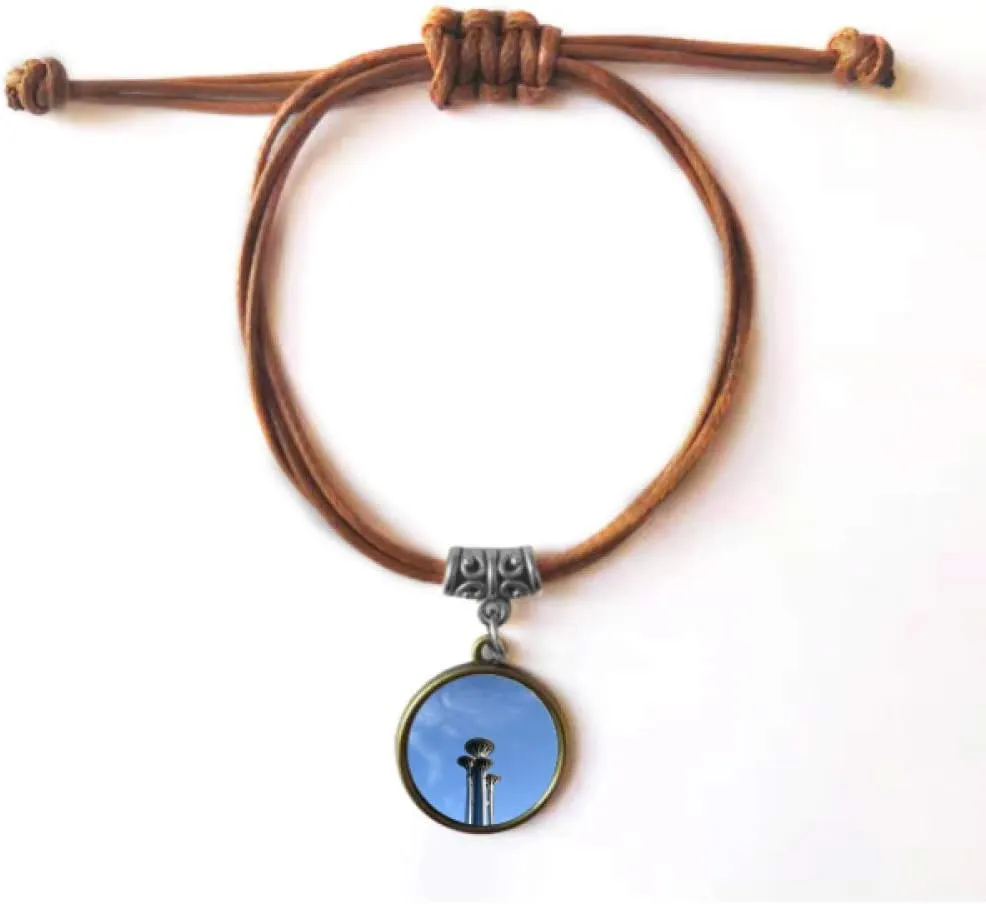 Nail Structure Bracelet Leather Rope Wristband Brown Jewelry