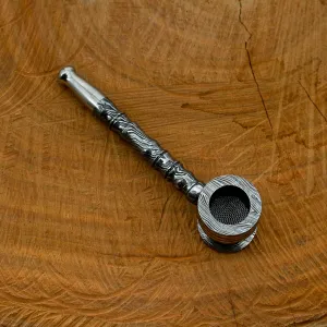 Nesmo - 042 Handmade Damascus Steel Pipe Functional Artisan, Piece Of Art, Collectible, Gift For Him