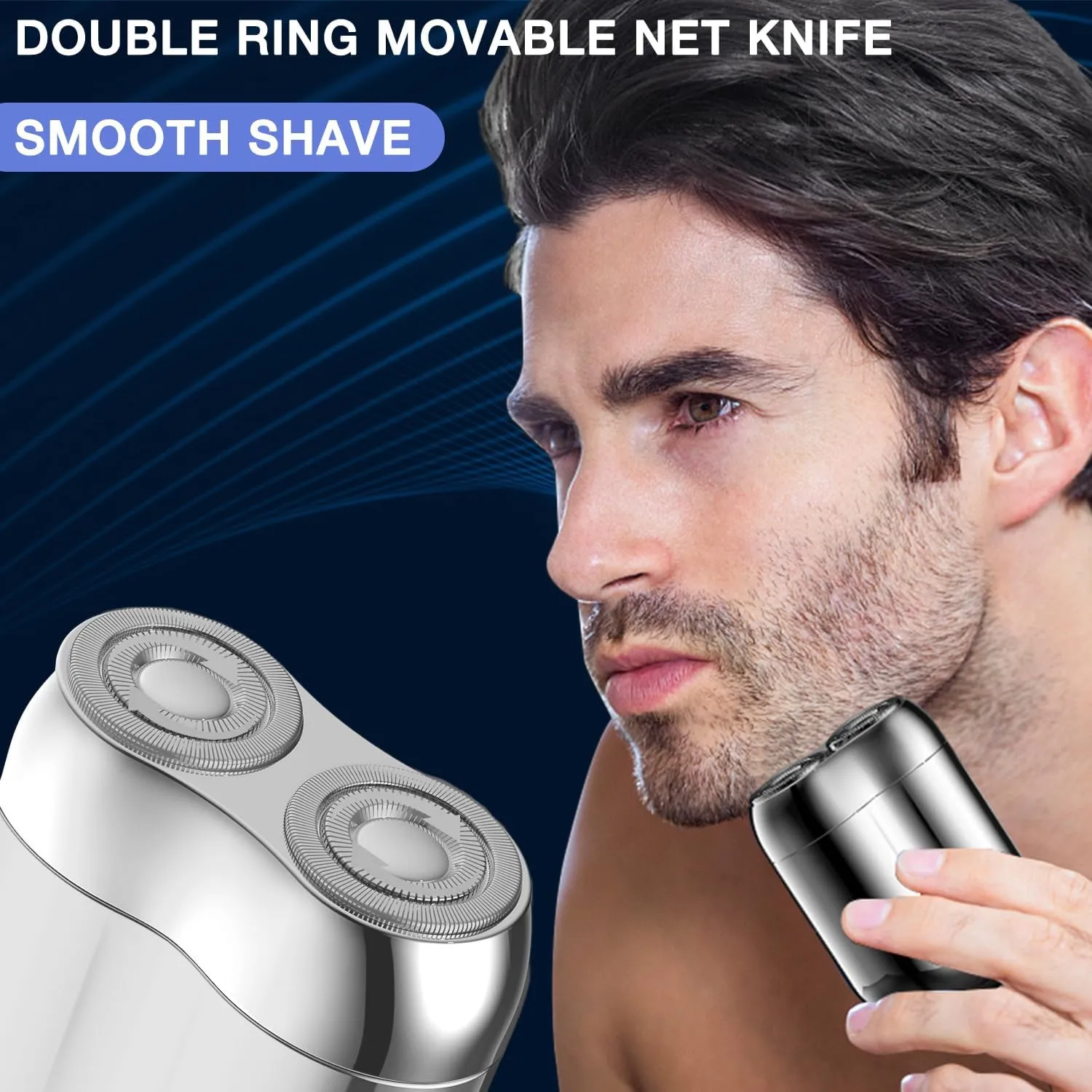 New Model Mini Dual-Head Electric Shaver, Upgrade Pocket Shaver, Washable Double Head Razor, USB Electric Mini Portable Razor, Rechargeable Waterproof Compact Electric Shaver(Silver)