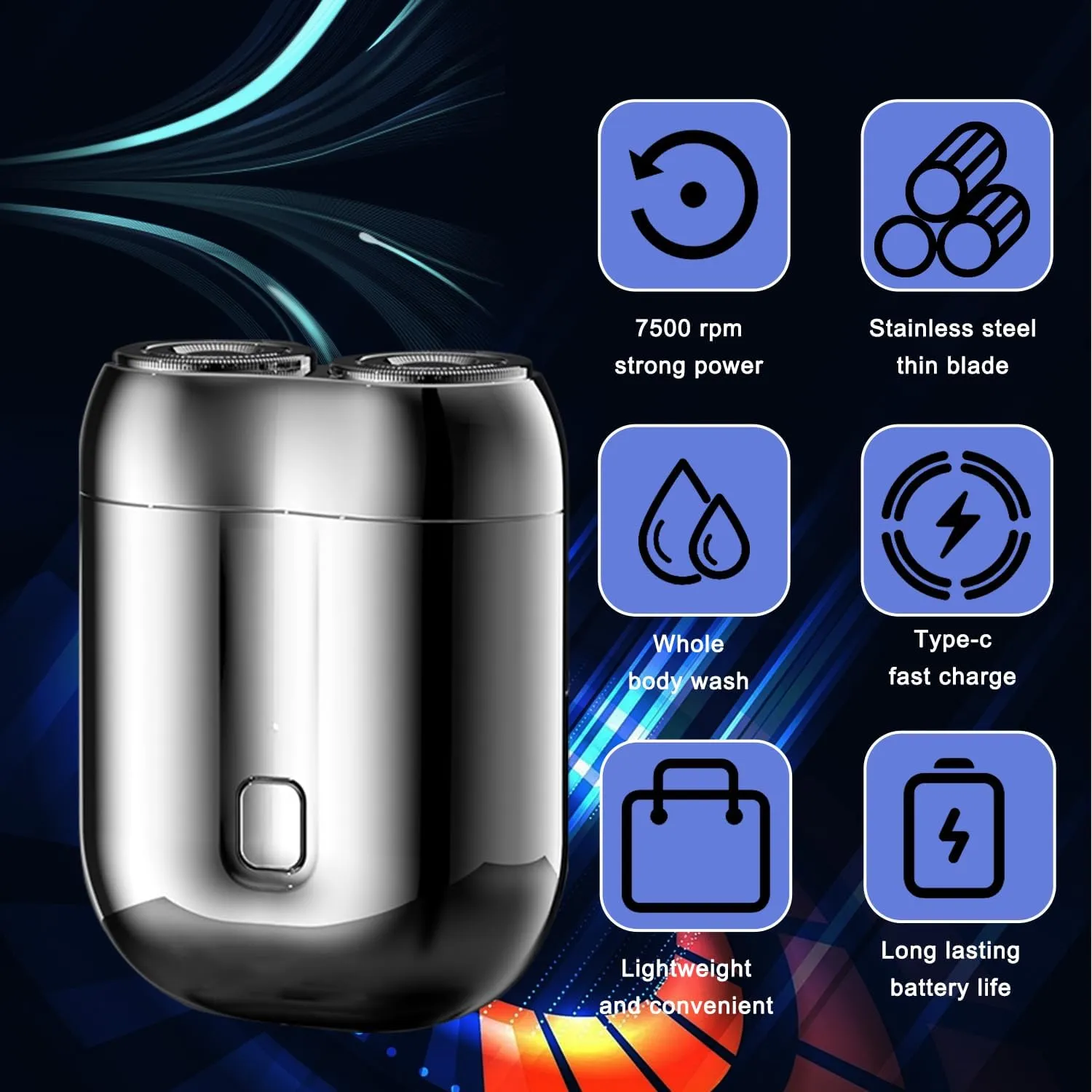 New Model Mini Dual-Head Electric Shaver, Upgrade Pocket Shaver, Washable Double Head Razor, USB Electric Mini Portable Razor, Rechargeable Waterproof Compact Electric Shaver(Silver)