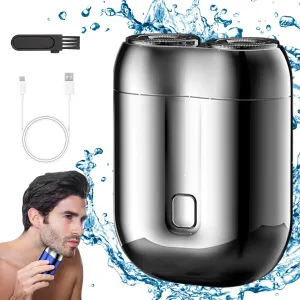 New Model Mini Dual-Head Electric Shaver, Upgrade Pocket Shaver, Washable Double Head Razor, USB Electric Mini Portable Razor, Rechargeable Waterproof Compact Electric Shaver(Silver)