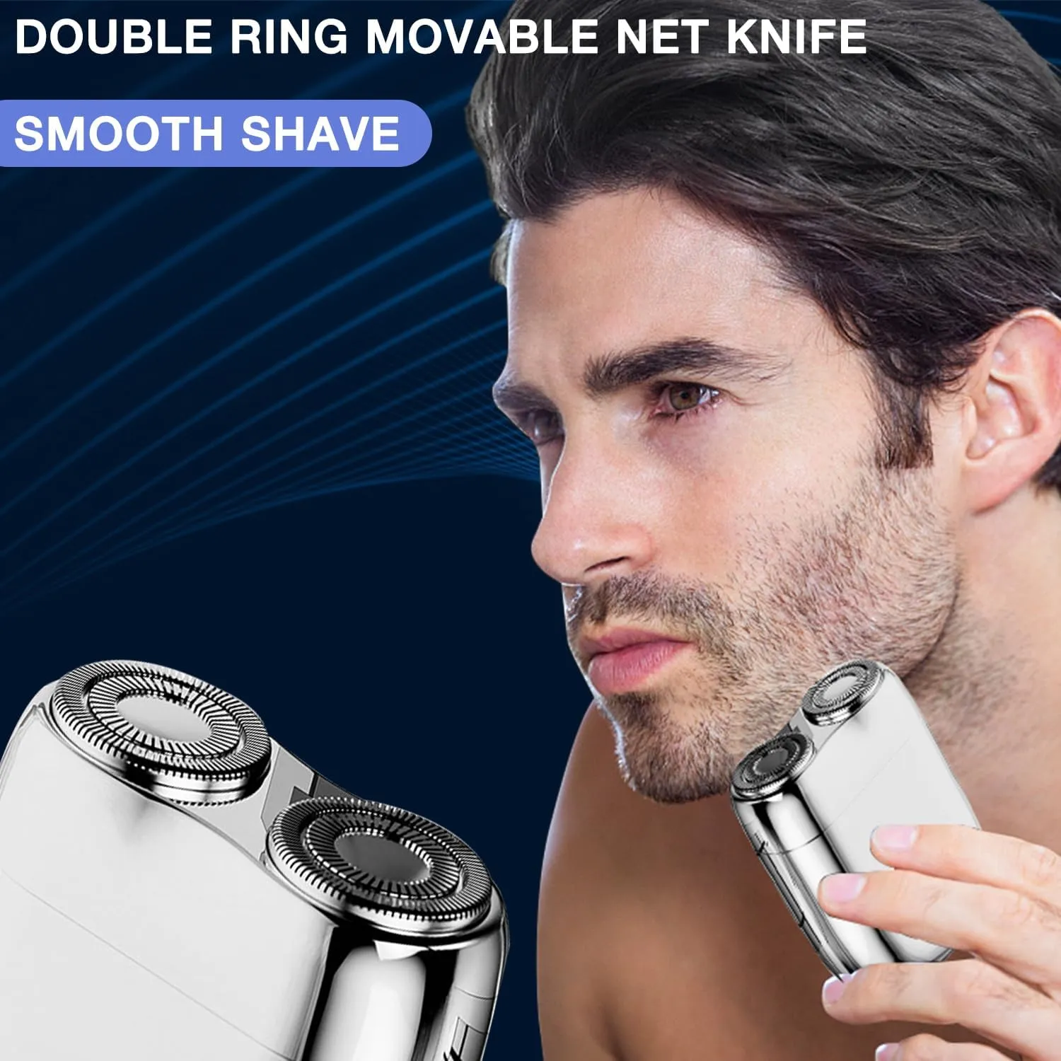New Model Mini Dual-Head Electric Shaver, Upgrade Pocket Shaver, Washable Double Head Razor, USB Electric Mini Portable Razor, Rechargeable Waterproof Electric for Men (Silver)