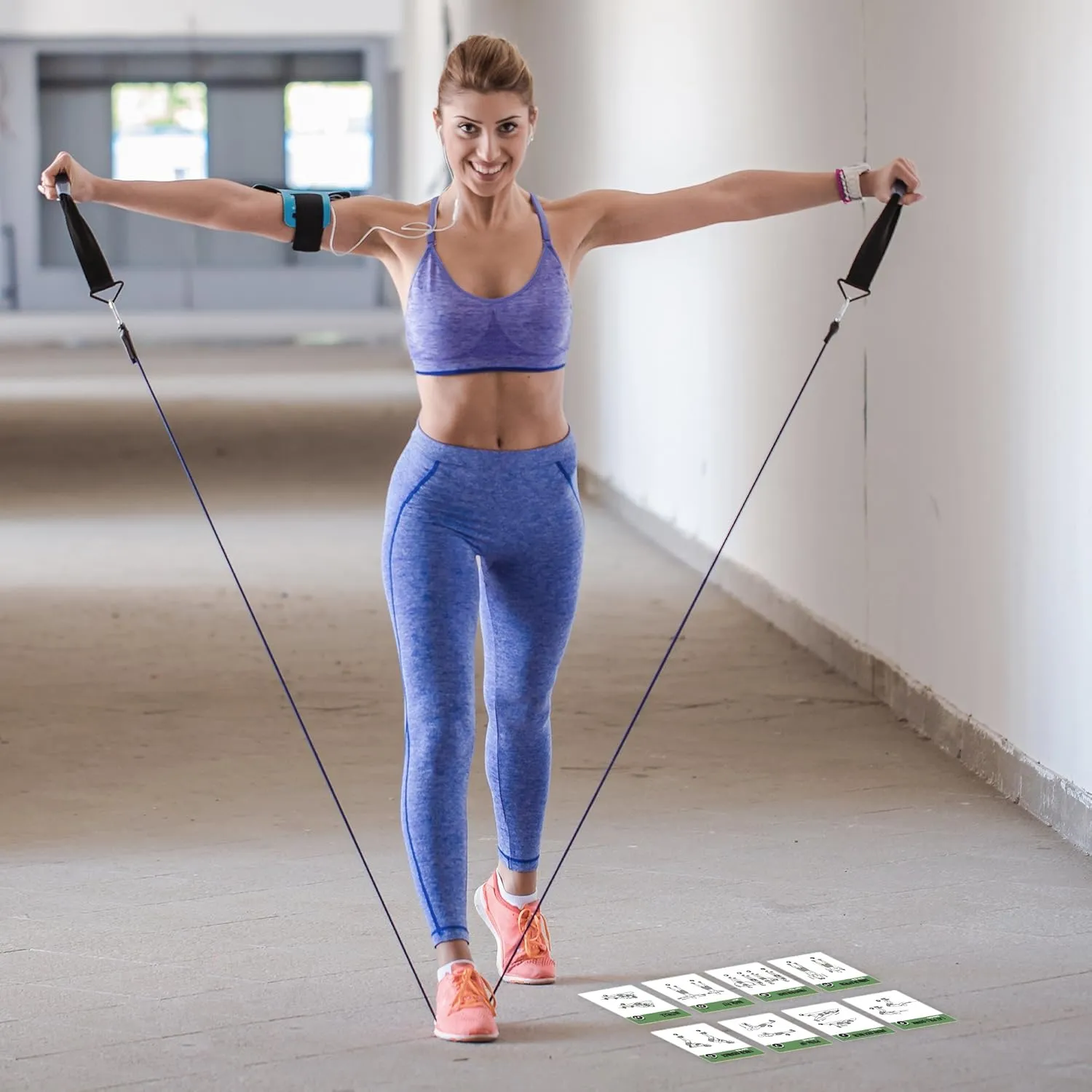 NewMe Fitness Resistance Bands Workout Cards, Instructional Fitness Deck for Women & Men, Beginner Fitness Guide to Training Exercises at Home or Gym