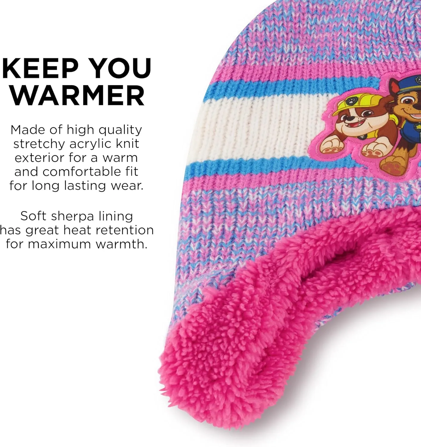Nickelodeon girls Winter Hat and Mittens Set, Paw Patrol's Marshall, Chase and Skye Toddler Beanie for Ages 2-4