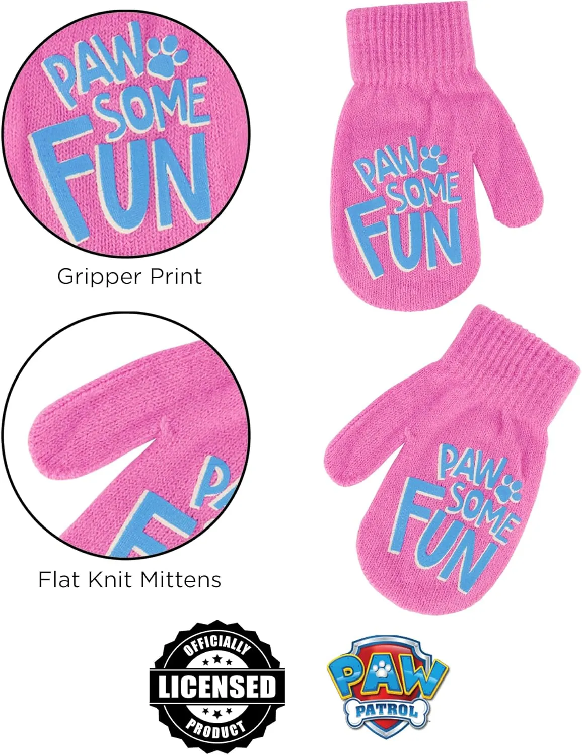 Nickelodeon girls Winter Hat and Mittens Set, Paw Patrol's Marshall, Chase and Skye Toddler Beanie for Ages 2-4